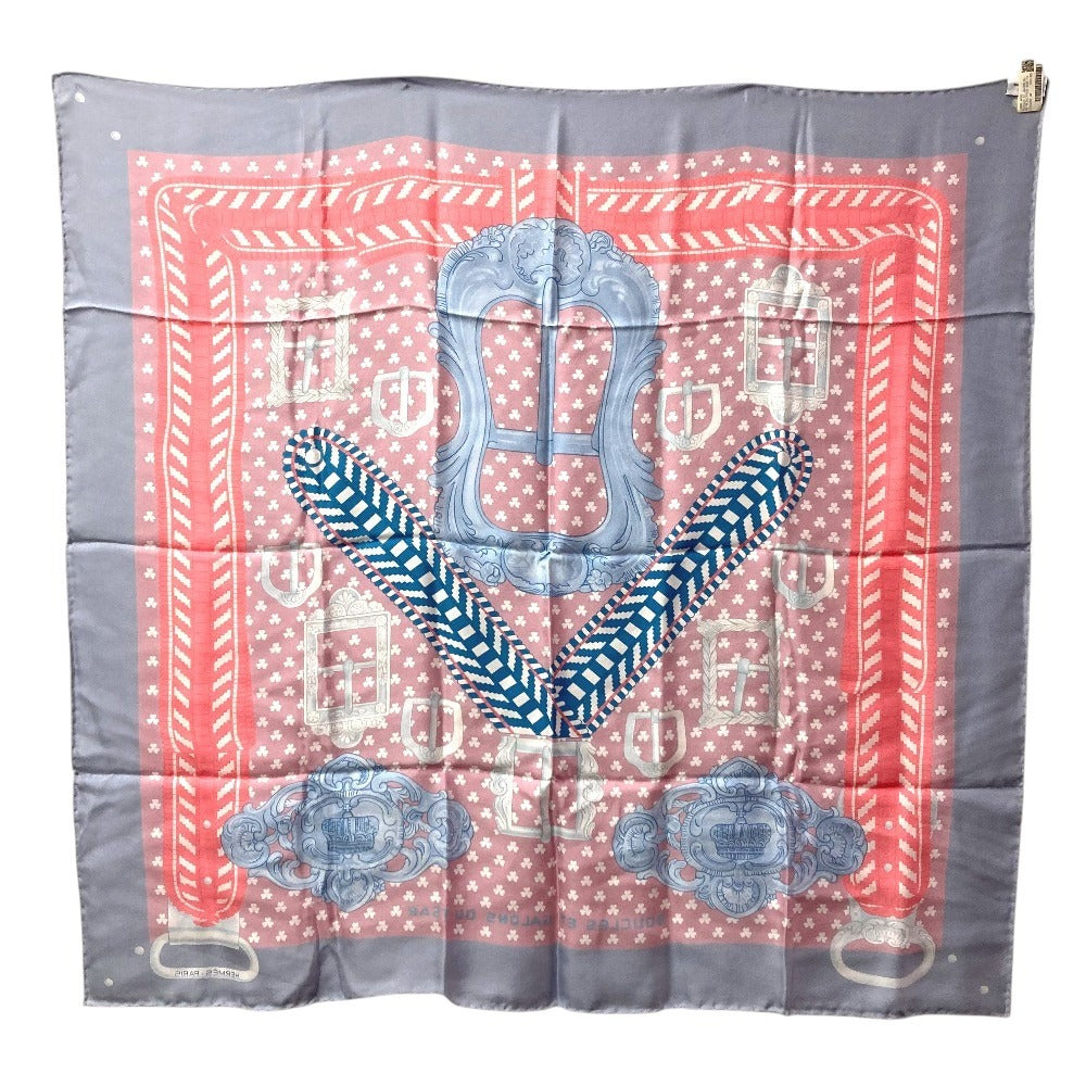 HERMES BOUCLES ET GALONS DU TSAR ツァーリのバックルと飾緒 カレ90 カレ 90 カレウォッシュ スカーフ シルク ユニセックス ピンク系