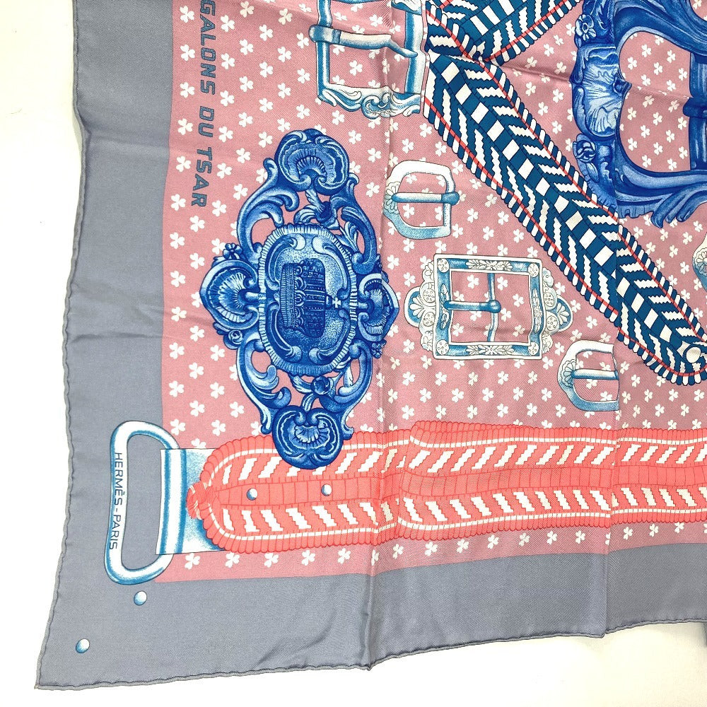 HERMES BOUCLES ET GALONS DU TSAR ツァーリのバックルと飾緒 カレ90 カレ 90 カレウォッシュ スカーフ シルク ユニセックス ピンク系