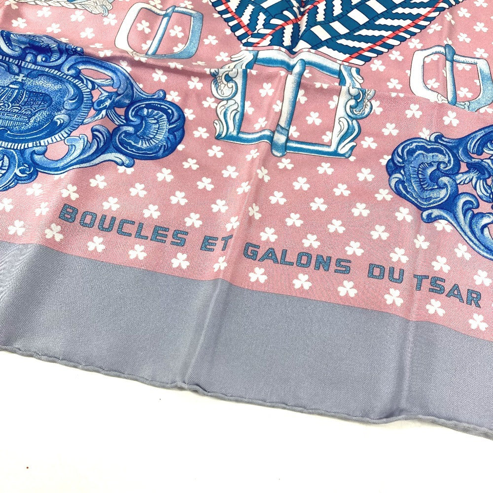 HERMES BOUCLES ET GALONS DU TSAR ツァーリのバックルと飾緒 カレ90 カレ 90 カレウォッシュ スカーフ シルク ユニセックス ピンク系