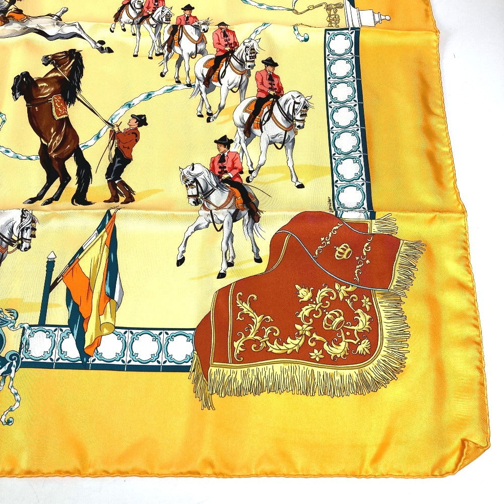 HERMES Real Escuela Andaluza Del Arte Ecuestre 王立アンダルシア馬術学校 カレ90 カレ 90 スカーフ シルク ユニセックス オレンジ