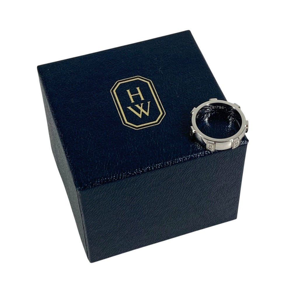 HARRY WINSTON 1P ダイヤ ダイヤモンド HW ロゴ バンド リング アクセサリー ジュエリー 金 K18 18K リング・指輪 Au750 レディース シルバー