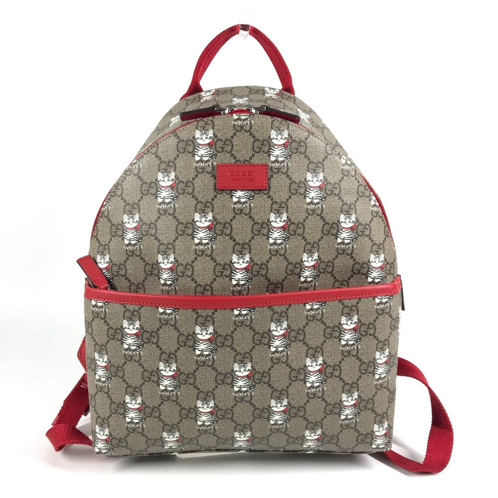 GUCCI 782708 GG Supreme Cat Backpack GG Supreme Canvas Kids Beige