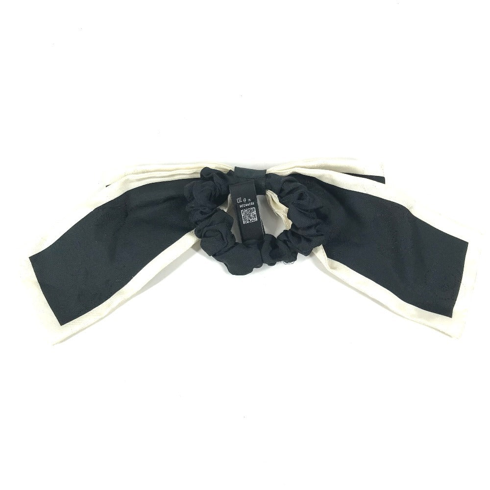 CHANEL AA7530 ヴィンテージ CC ココマーク ロゴ りぼん リボン ヘアアクセサリー ヘアゴム シュシュ シルク ユニセックス ブラック