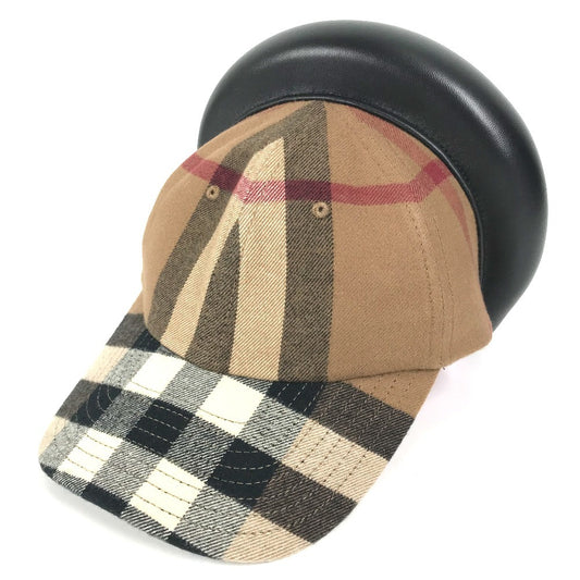 BURBERRY 8060168 ヘッドバンド付き カチューシャ チェック 帽子 キャップ帽 ベースボール キャップ レザー ユニセックス ブラウン