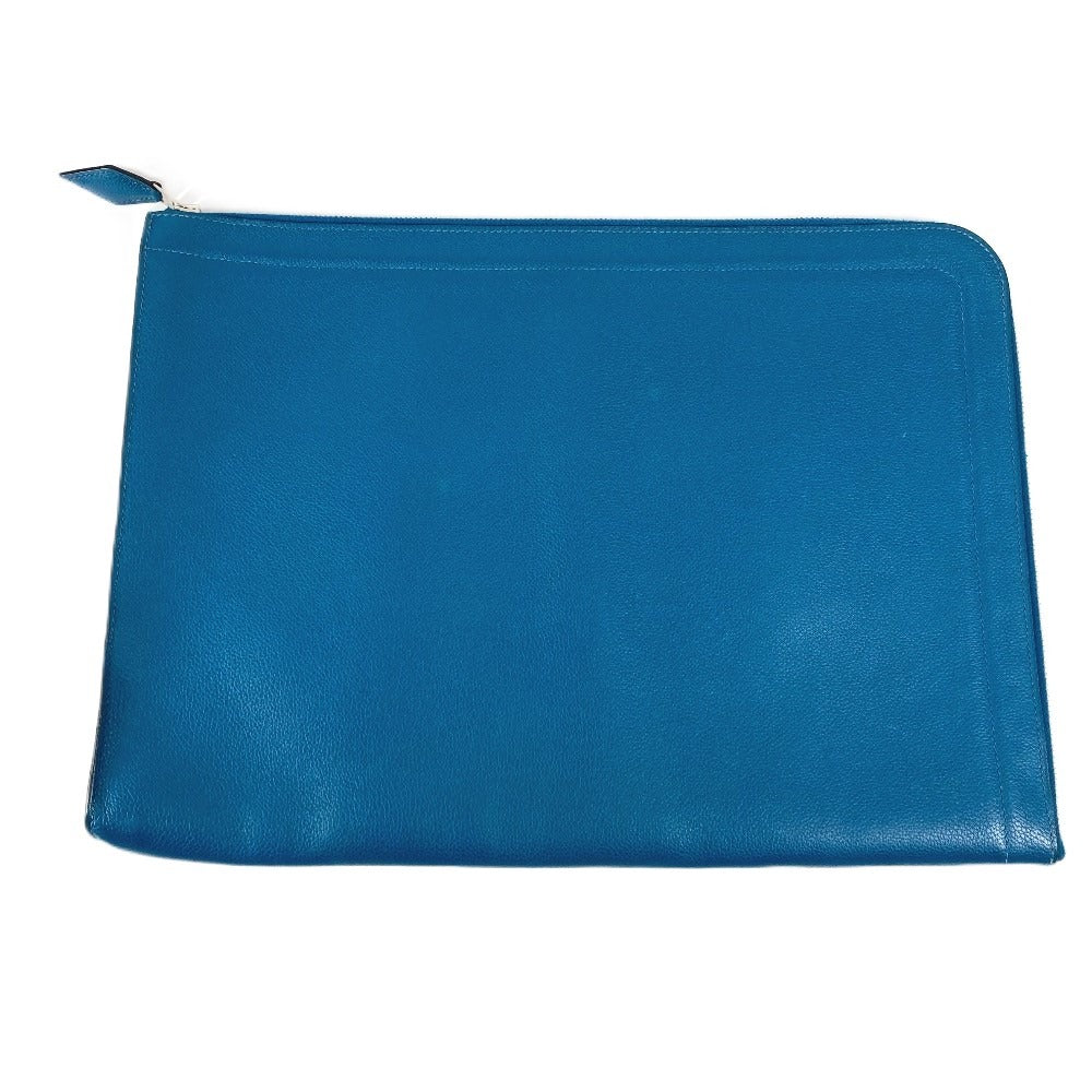 HERMES L字ファスナー ジップコンピューター カバン セカンドバッグ クラッチバッグ エバーカラー ユニセックス ブルードガリス ブルー