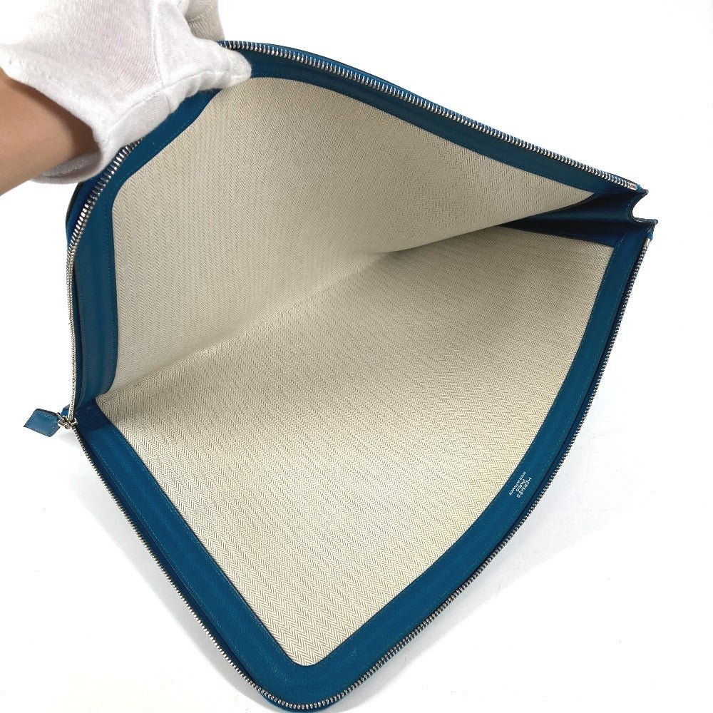 HERMES L字ファスナー ジップコンピューター カバン セカンドバッグ クラッチバッグ エバーカラー ユニセックス ブルードガリス ブルー