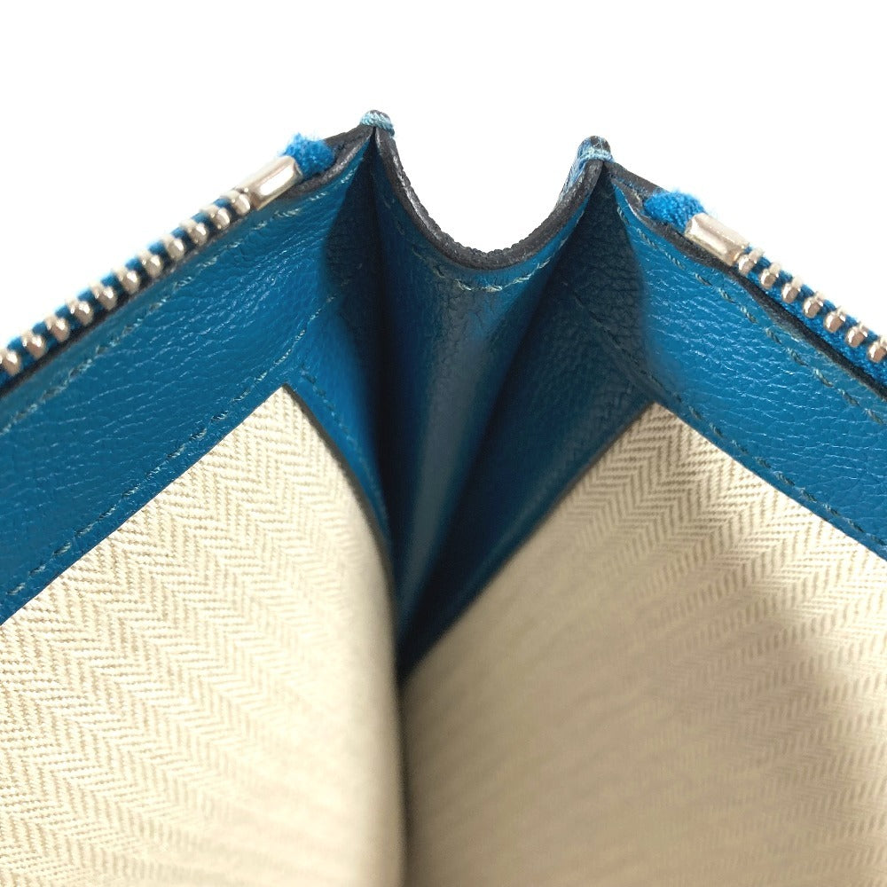 HERMES L字ファスナー ジップコンピューター カバン セカンドバッグ クラッチバッグ エバーカラー ユニセックス ブルードガリス ブルー