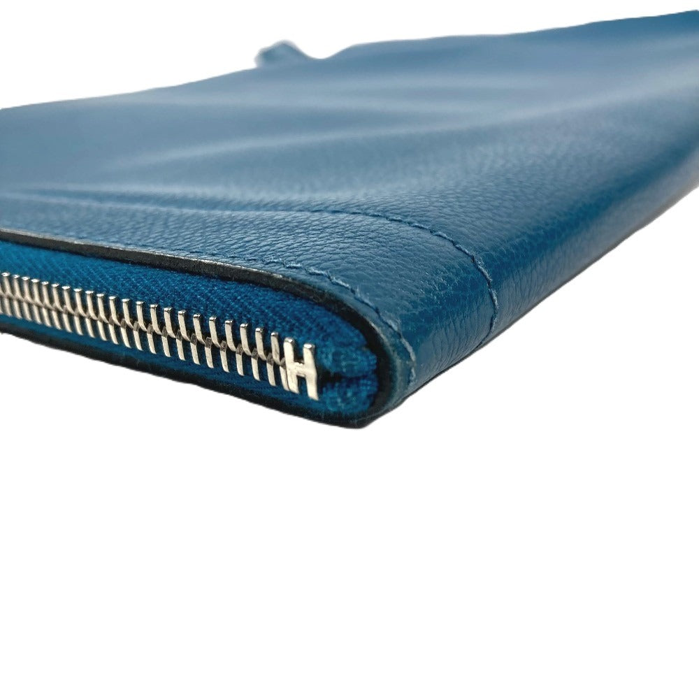 HERMES L字ファスナー ジップコンピューター カバン セカンドバッグ クラッチバッグ エバーカラー ユニセックス ブルードガリス ブルー