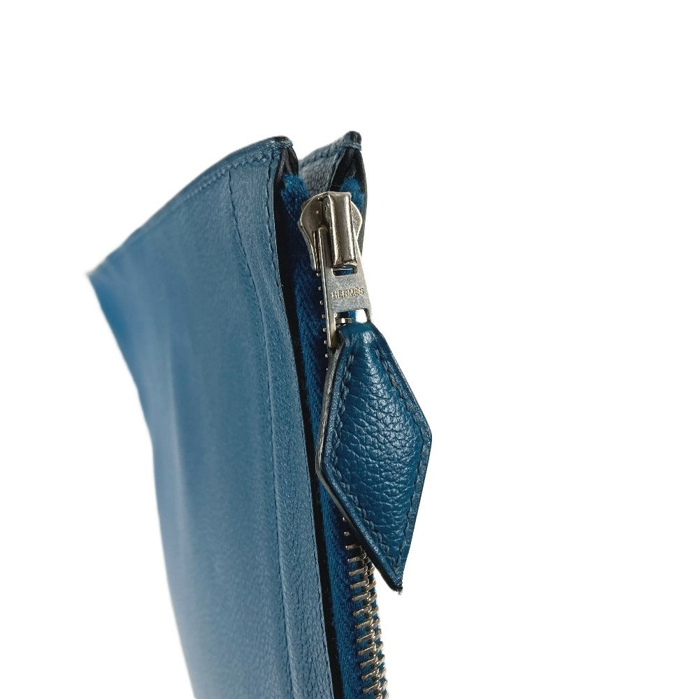 HERMES L字ファスナー ジップコンピューター カバン セカンドバッグ クラッチバッグ エバーカラー ユニセックス ブルードガリス ブルー