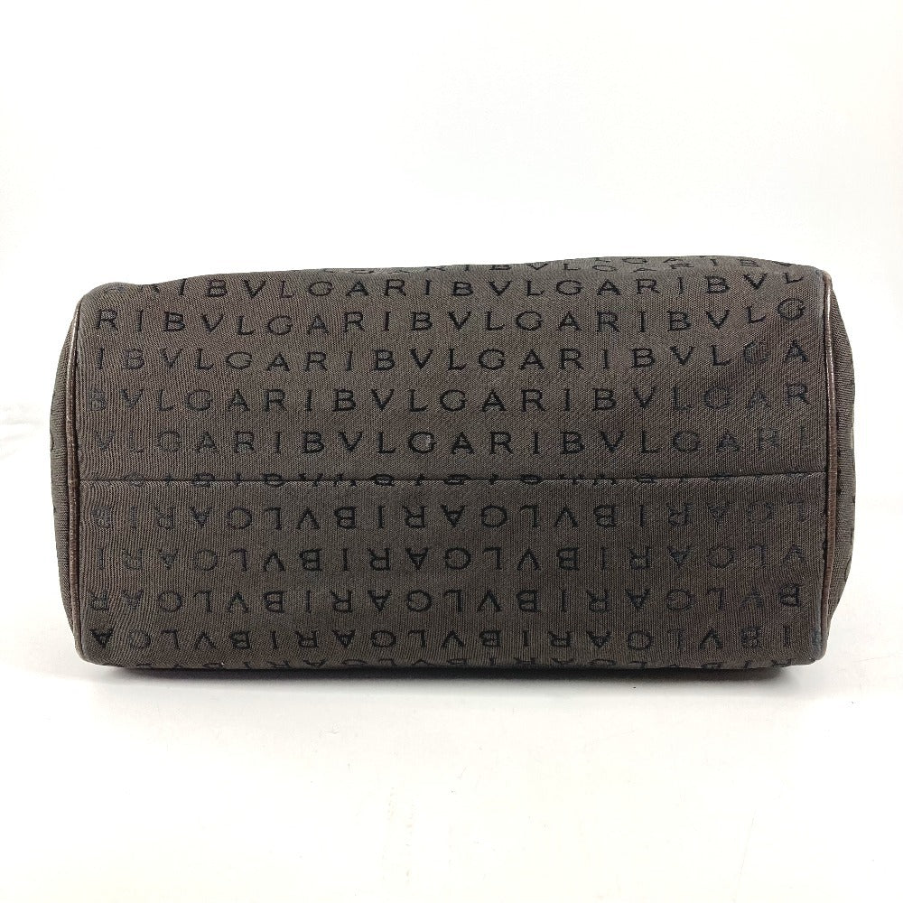 BVLGARI ロゴマニア ミニボストンバッグ カバン トートバッグ ハンドバッグ レザー/キャンバス ユニセックス ブラウン