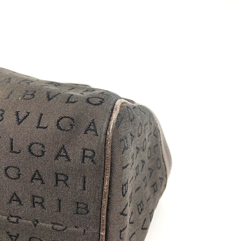 BVLGARI ロゴマニア ミニボストンバッグ カバン トートバッグ ハンドバッグ レザー/キャンバス ユニセックス ブラウン