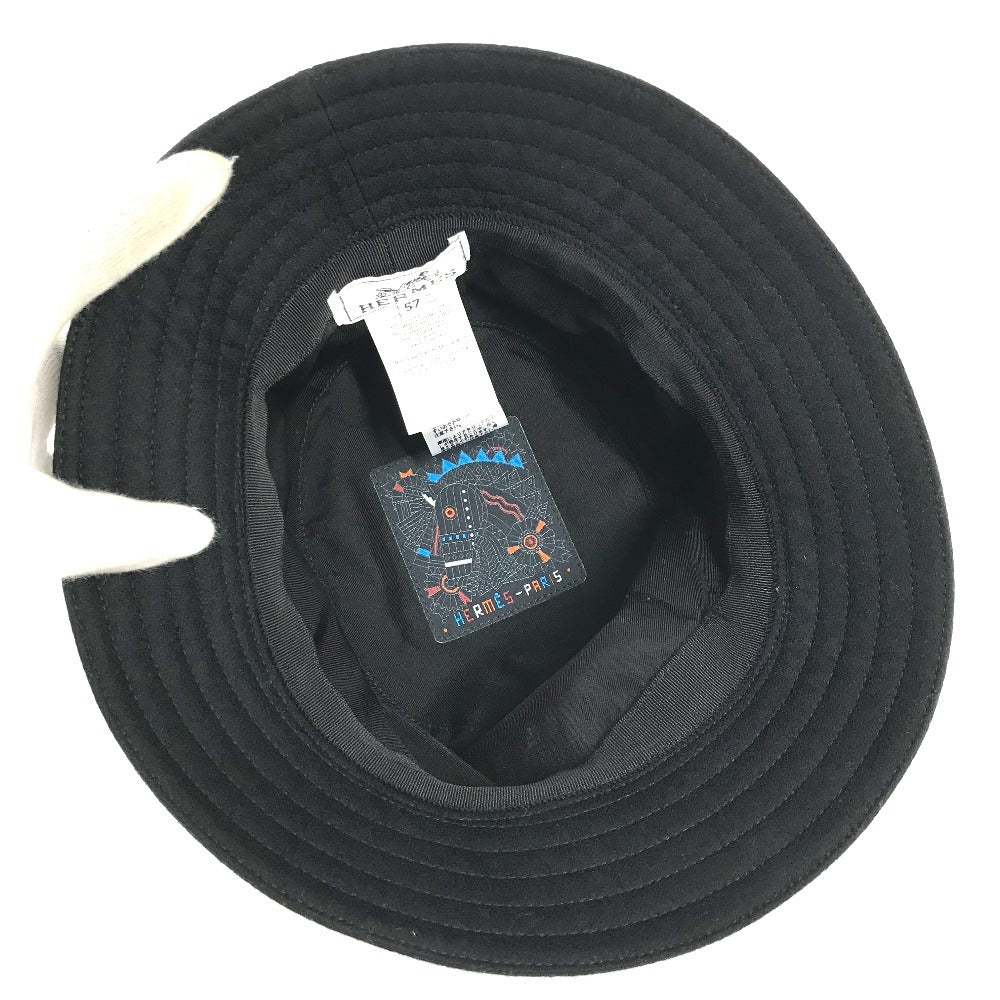 HERMES フレッド クルーカルーゼル ハット帽 帽子 バケットハット ボブハット ハット ウール ユニセックス ブラック