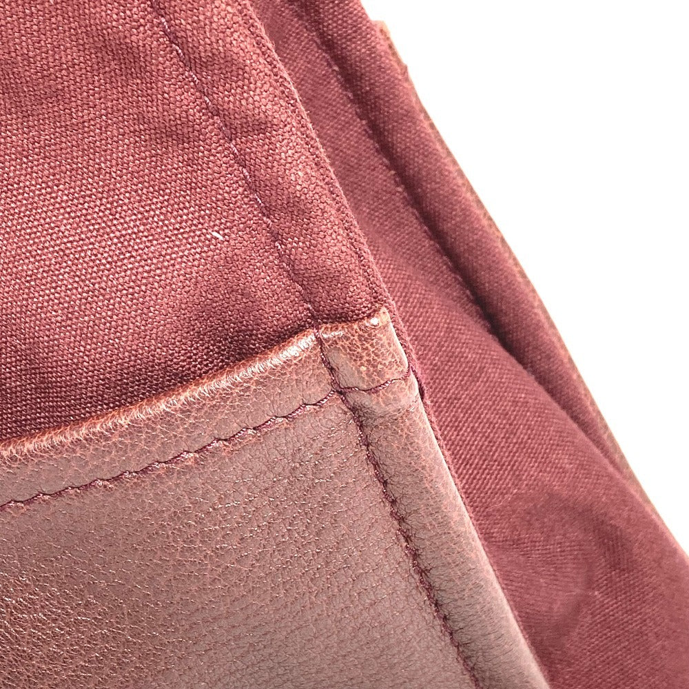 HERMES ハーフレザー 革 フールトゥ トート MM カバン トートバッグ ハンドバッグ コットン レディース ワインレッド