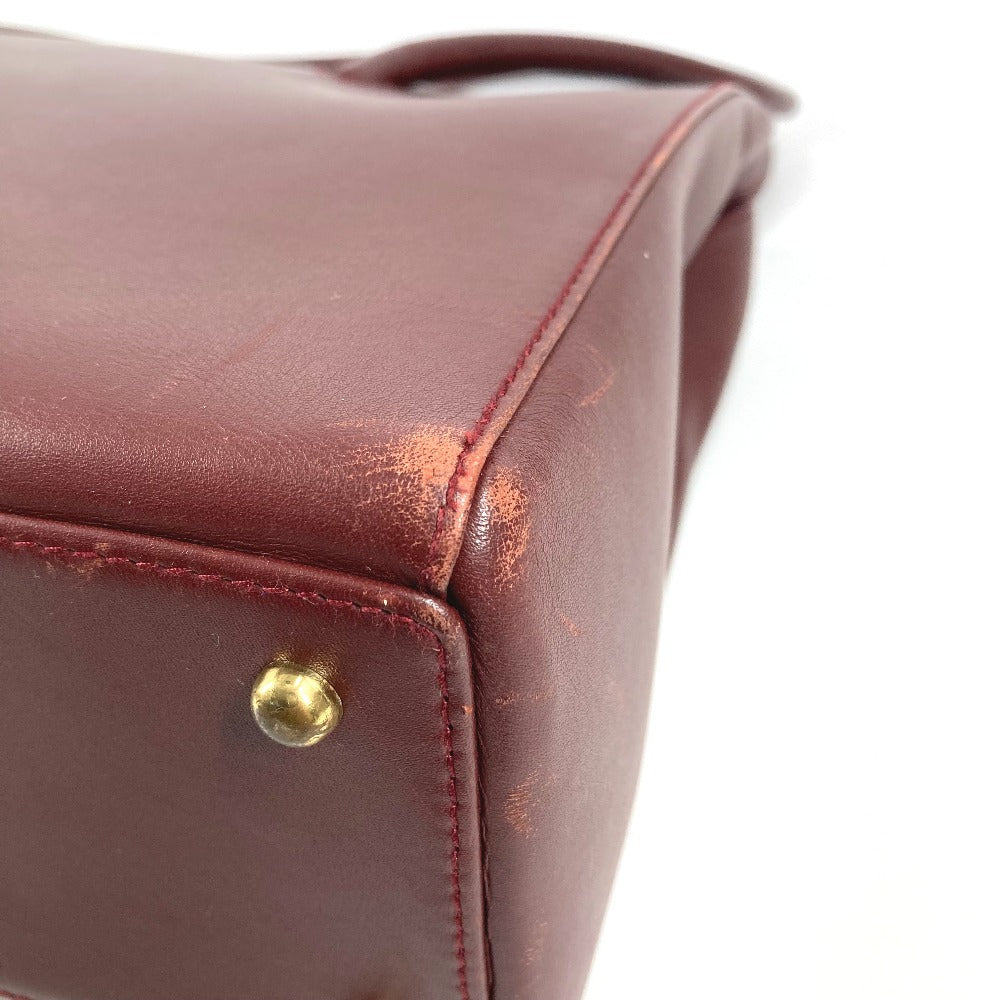 CARTIER マストライン ロゴ カバン 肩掛け トートバッグ ビジネスバッグ ショルダーバッグ レザー ユニセックス ワインレッド