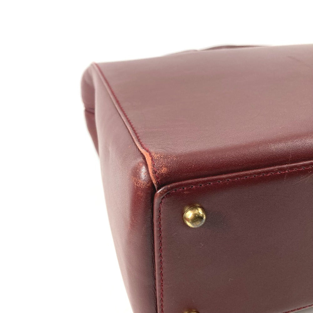 CARTIER マストライン ロゴ カバン 肩掛け トートバッグ ビジネスバッグ ショルダーバッグ レザー ユニセックス ワインレッド