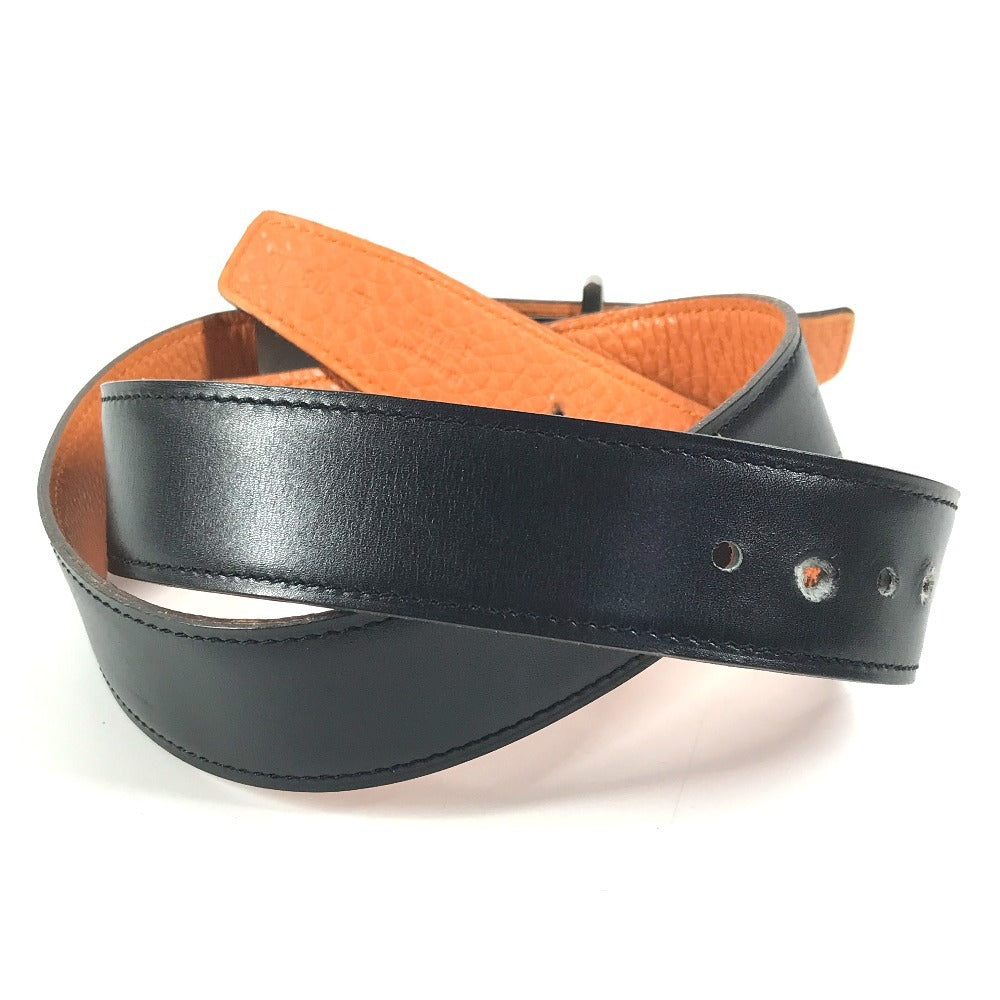 HERMES リバーシブル バックルベルト ベルト レザー ユニセックス ブラック