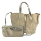 TIFFANY&Co. Logo Tote Bag with Pouch, Handbag, Leather/Suede, Women's, Gold-tone