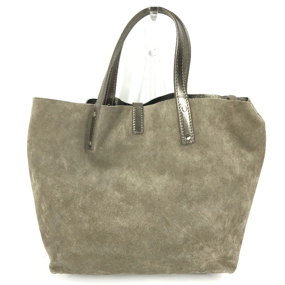 TIFFANY&Co. Logo Tote Bag with Pouch, Handbag, Leather/Suede, Women's, Gold-tone
