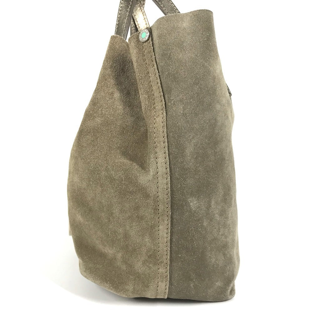 TIFFANY&Co. Logo Tote Bag with Pouch, Handbag, Leather/Suede, Women's, Gold-tone