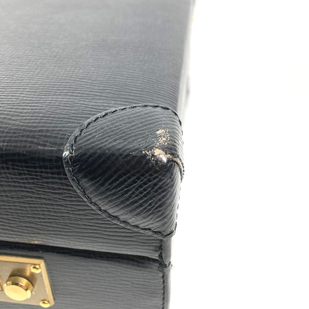 LOEWE ヴィンテージ ロゴ アナグラム アタッシュケース カバン トートバッグ ビジネスバッグ BOX ハンドバッグ レザー ユニセックス ブラック