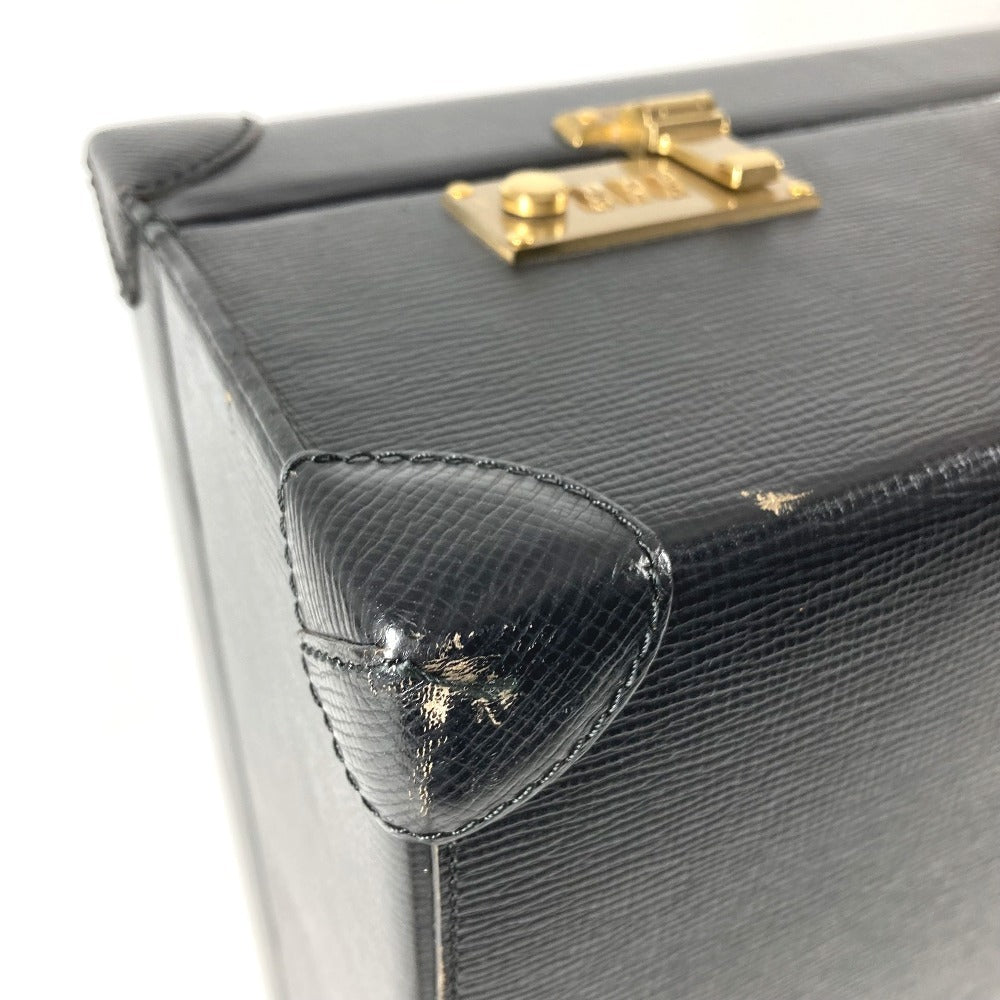 LOEWE ヴィンテージ ロゴ アナグラム アタッシュケース カバン トートバッグ ビジネスバッグ BOX ハンドバッグ レザー ユニセックス ブラック