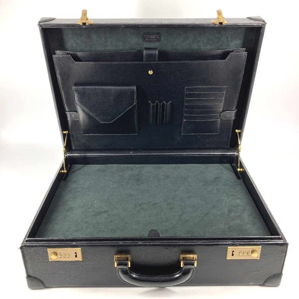 LOEWE ヴィンテージ ロゴ アナグラム アタッシュケース カバン トートバッグ ビジネスバッグ BOX ハンドバッグ レザー ユニセックス ブラック