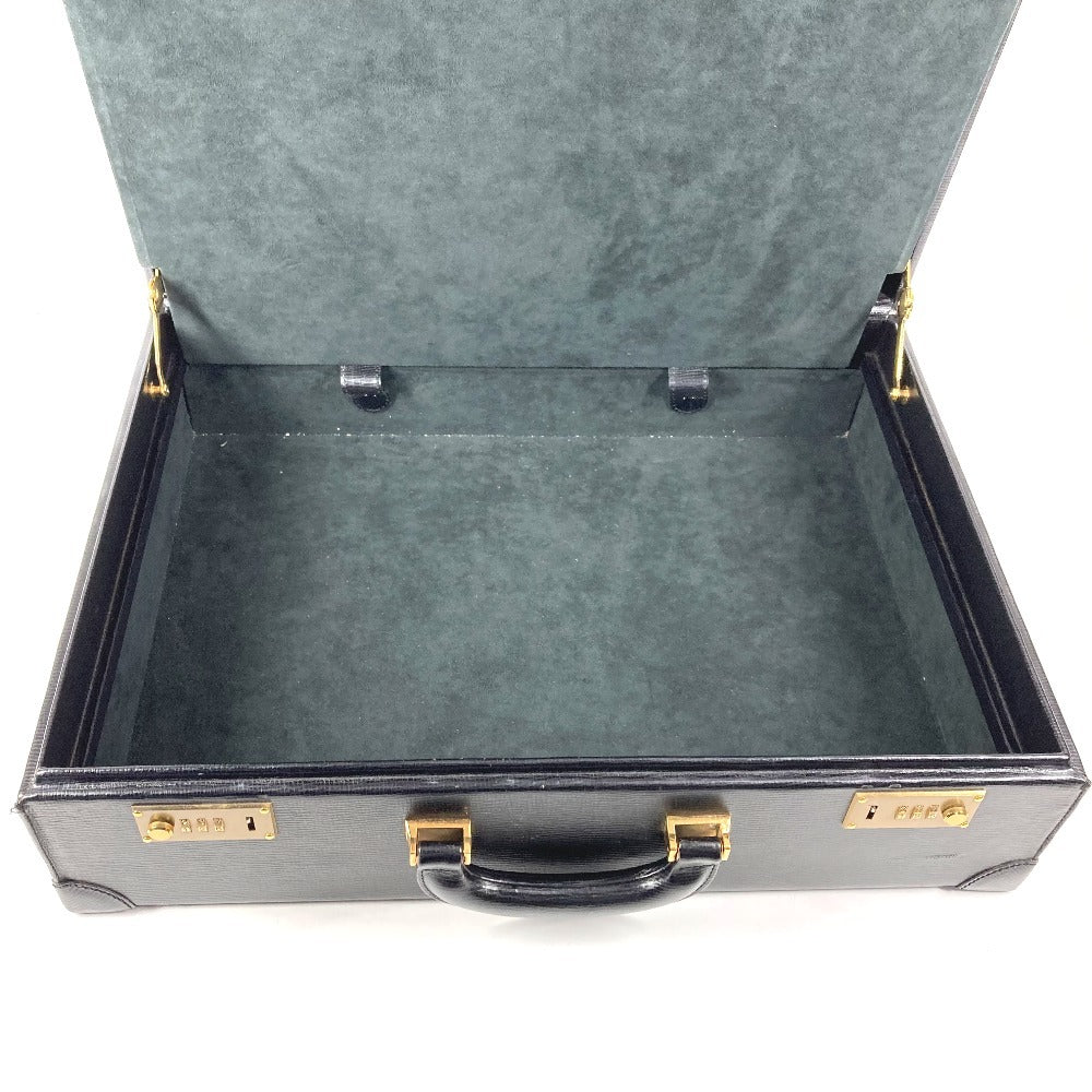 LOEWE ヴィンテージ ロゴ アナグラム アタッシュケース カバン トートバッグ ビジネスバッグ BOX ハンドバッグ レザー ユニセックス ブラック