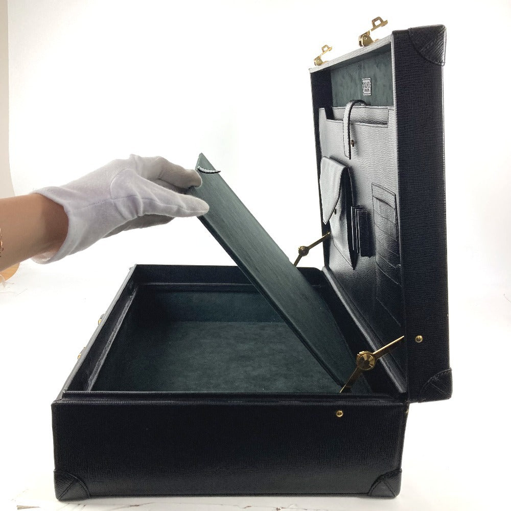 LOEWE ヴィンテージ ロゴ アナグラム アタッシュケース カバン トートバッグ ビジネスバッグ BOX ハンドバッグ レザー ユニセックス ブラック