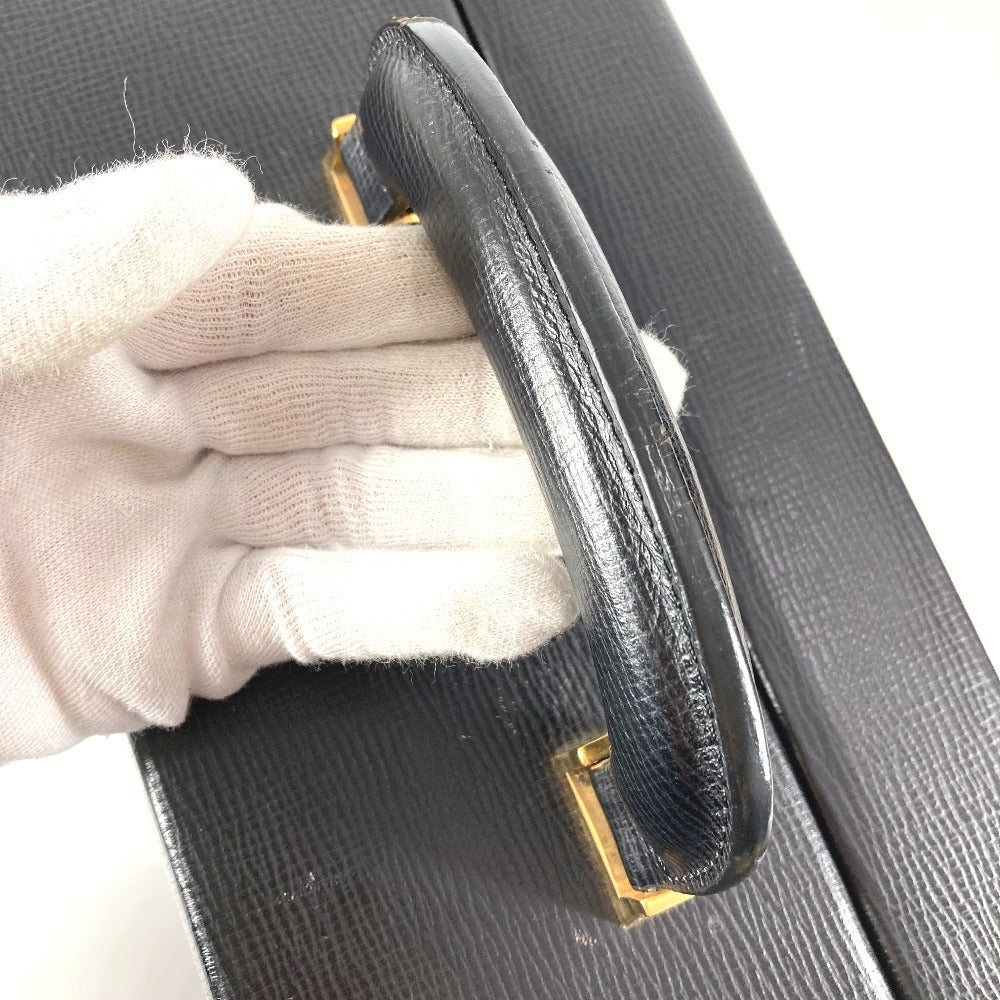 LOEWE ヴィンテージ ロゴ アナグラム アタッシュケース カバン トートバッグ ビジネスバッグ BOX ハンドバッグ レザー ユニセックス ブラック