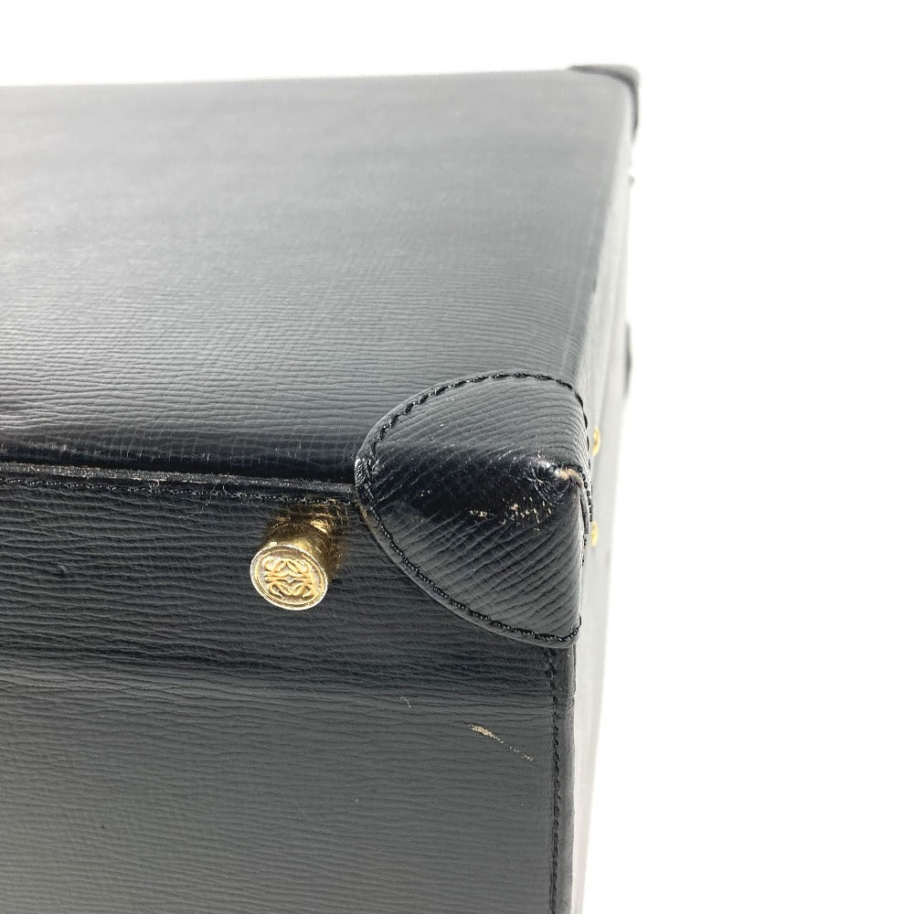 LOEWE ヴィンテージ ロゴ アナグラム アタッシュケース カバン トートバッグ ビジネスバッグ BOX ハンドバッグ レザー ユニセックス ブラック