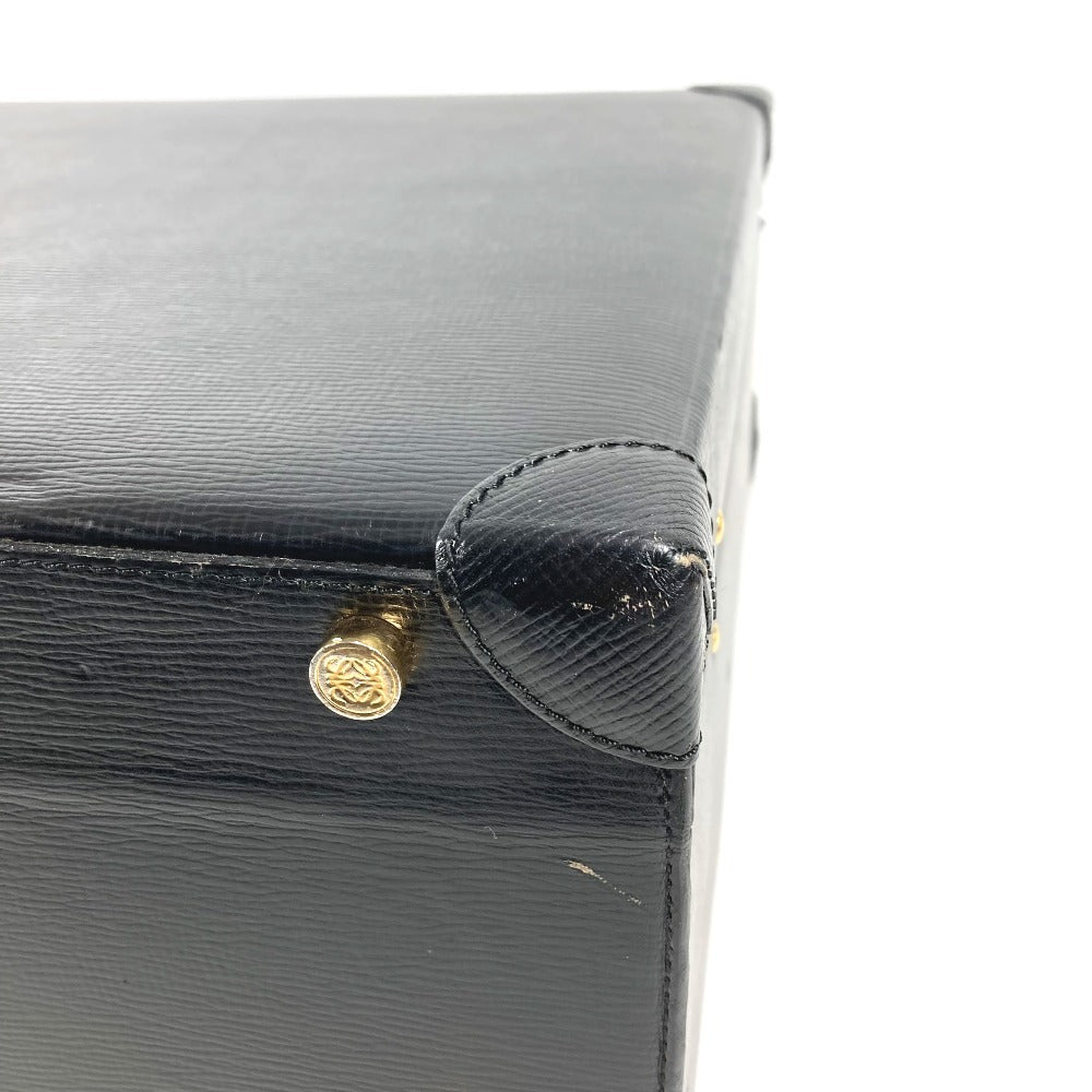 LOEWE ヴィンテージ ロゴ アナグラム アタッシュケース カバン トートバッグ ビジネスバッグ BOX ハンドバッグ レザー ユニセックス ブラック