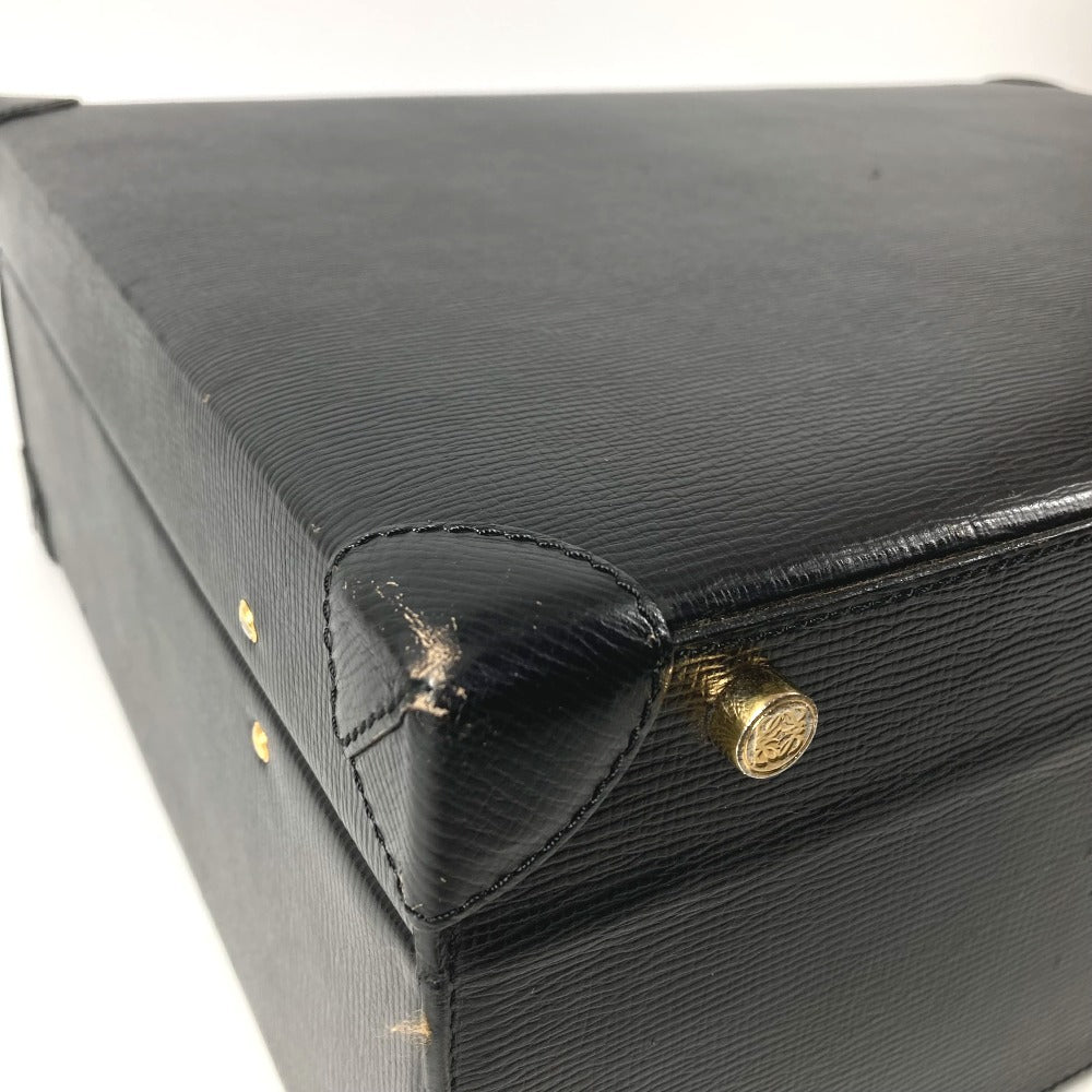 LOEWE ヴィンテージ ロゴ アナグラム アタッシュケース カバン トートバッグ ビジネスバッグ BOX ハンドバッグ レザー ユニセックス ブラック