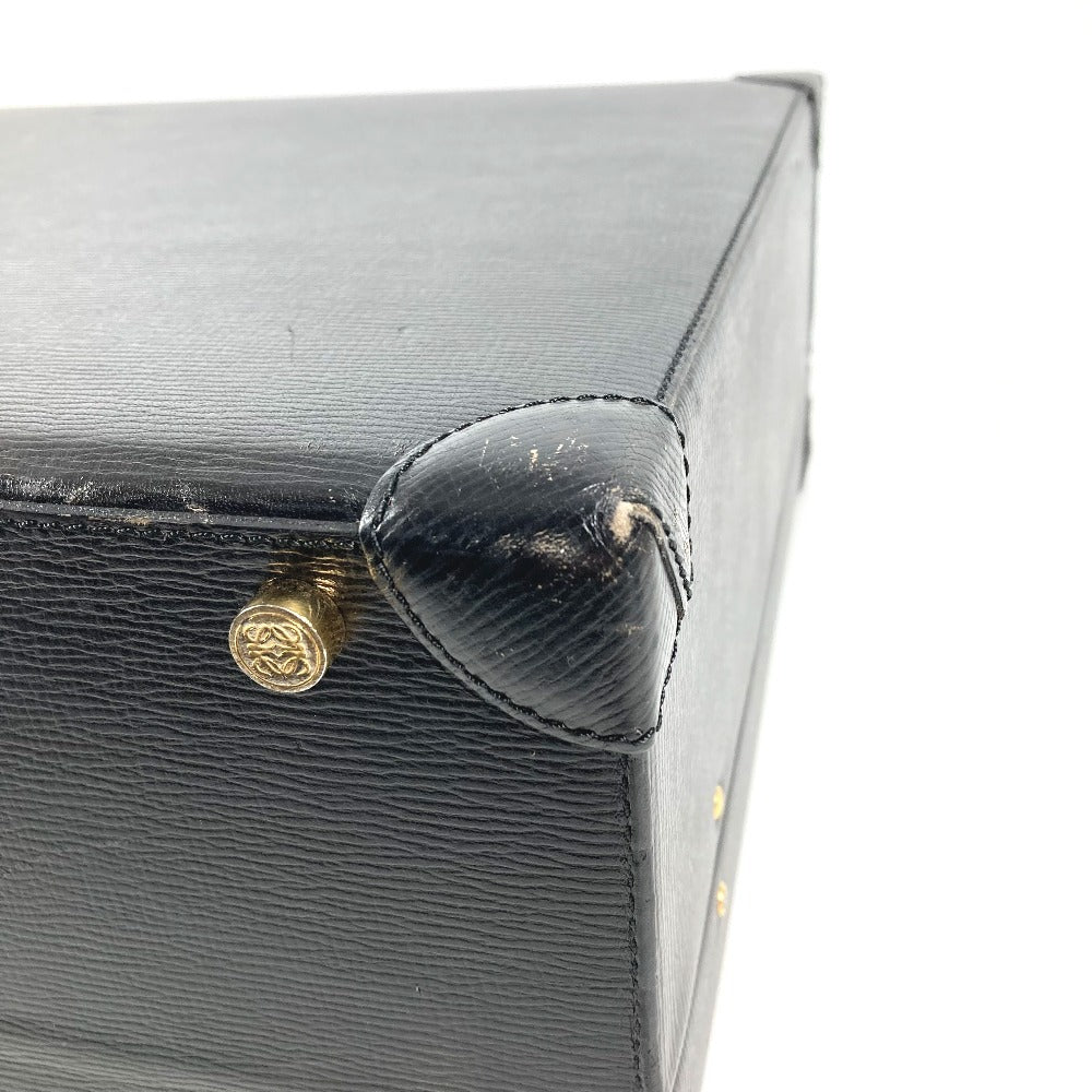 LOEWE ヴィンテージ ロゴ アナグラム アタッシュケース カバン トートバッグ ビジネスバッグ BOX ハンドバッグ レザー ユニセックス ブラック