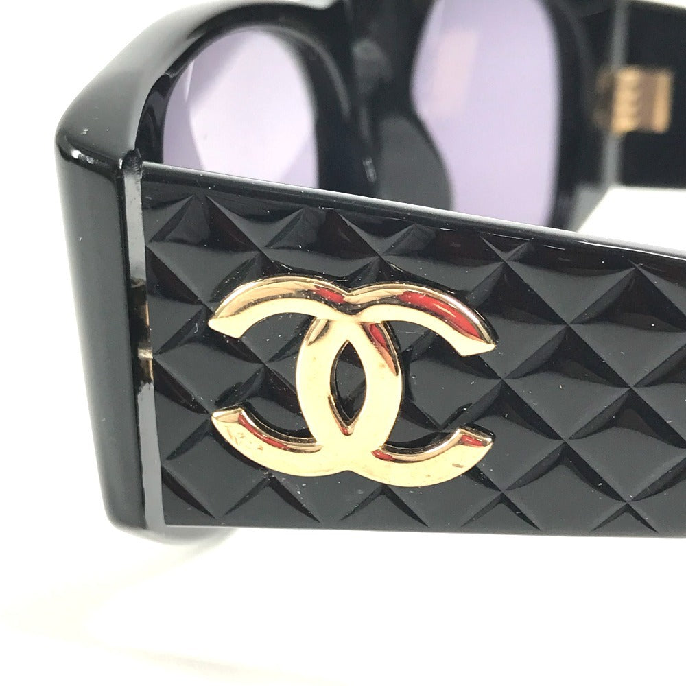 CHANEL 01450 ヴィンテージ CC ココマーク ロゴ マトラッセ キルティング めがね メガネ アイウェア 眼鏡 サングラス プラスチック ユニセックス ブラック
