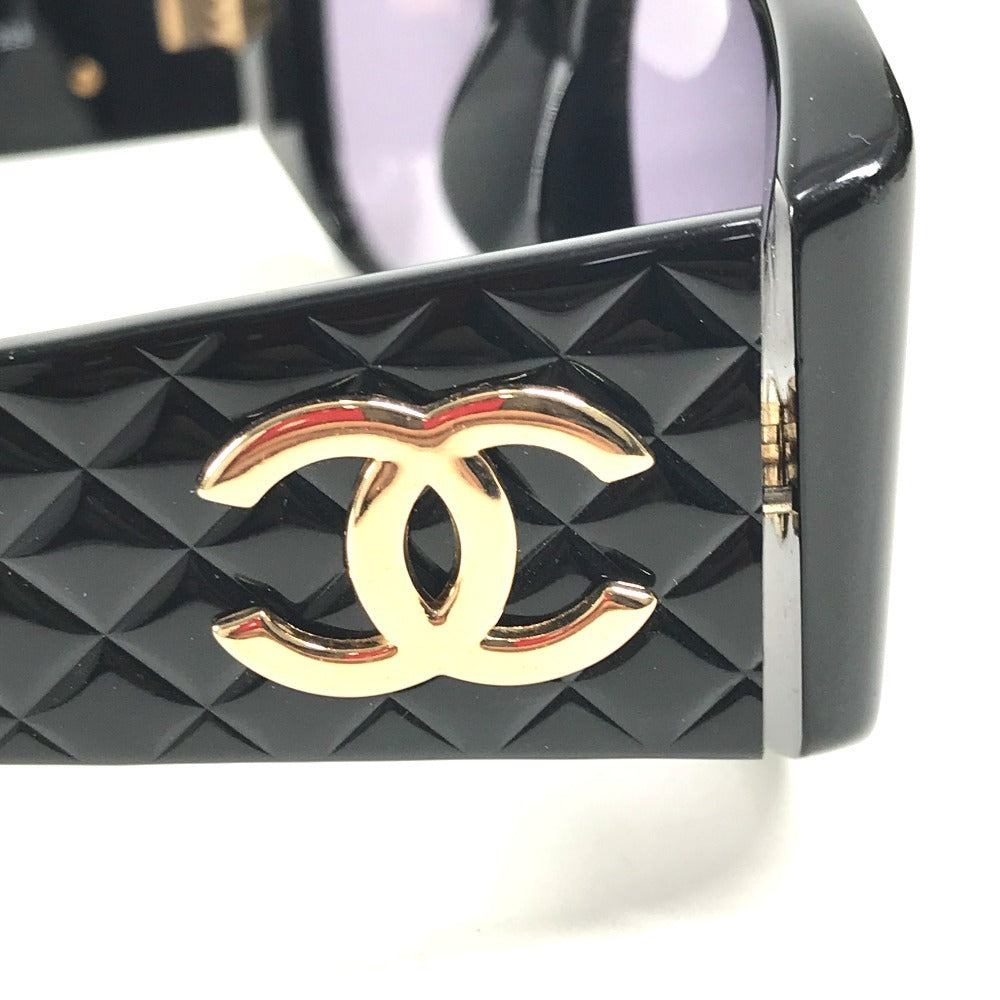 CHANEL 01450 ヴィンテージ CC ココマーク ロゴ マトラッセ キルティング めがね メガネ アイウェア 眼鏡 サングラス プラスチック ユニセックス ブラック