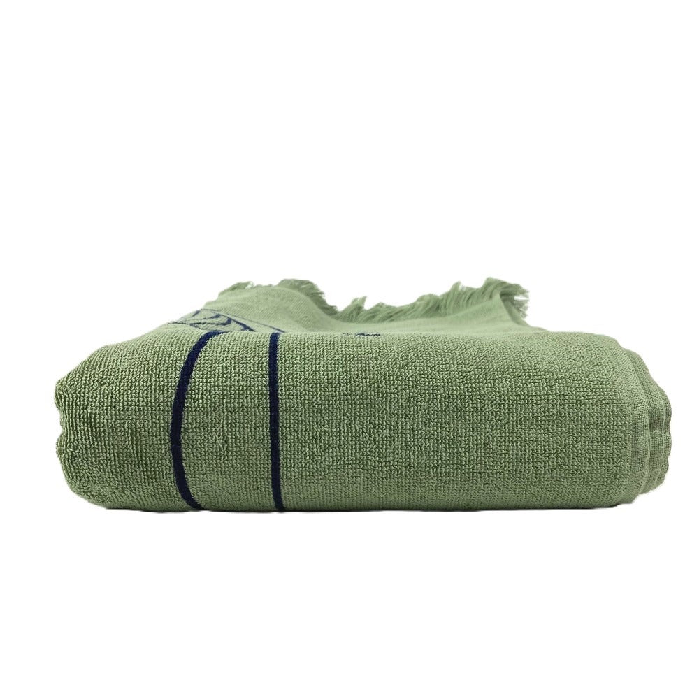 HERMES DRAP DE PLAGE YACHTING THALASSA ヨッティング プラージュ テレサ バスタオル インテリア ひざかけ ブランケット フリンジ タオル コットン ユニセックス グリーン