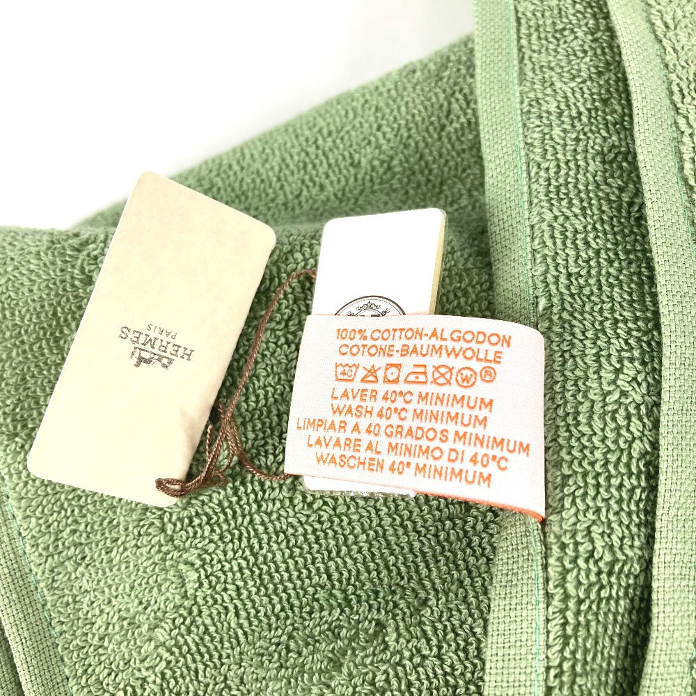 HERMES DRAP DE PLAGE YACHTING THALASSA ヨッティング プラージュ テレサ バスタオル インテリア ひざかけ ブランケット フリンジ タオル コットン ユニセックス グリーン