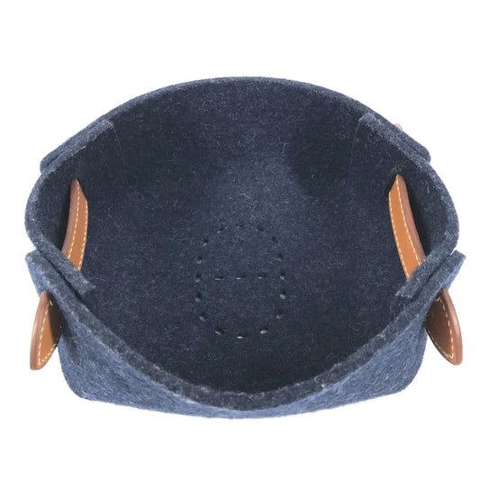 HERMES パンチングロゴ ヴィドポッシュ パスパス アクセサリートレイ トレー 雑貨 小物入れ フェルト ユニセックス ネイビー