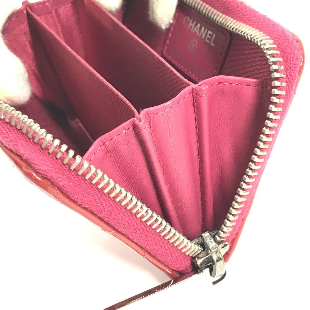 CHANEL CC ココマーク ロゴ マトラッセ キルティング 財布 小銭入れ ラウンドファスナー コインケース エナメル ユニセックス ピンクパープル系
