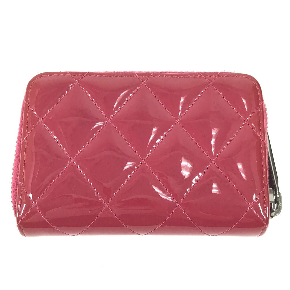 CHANEL CC ココマーク ロゴ マトラッセ キルティング 財布 小銭入れ ラウンドファスナー コインケース エナメル ユニセックス ピンクパープル系