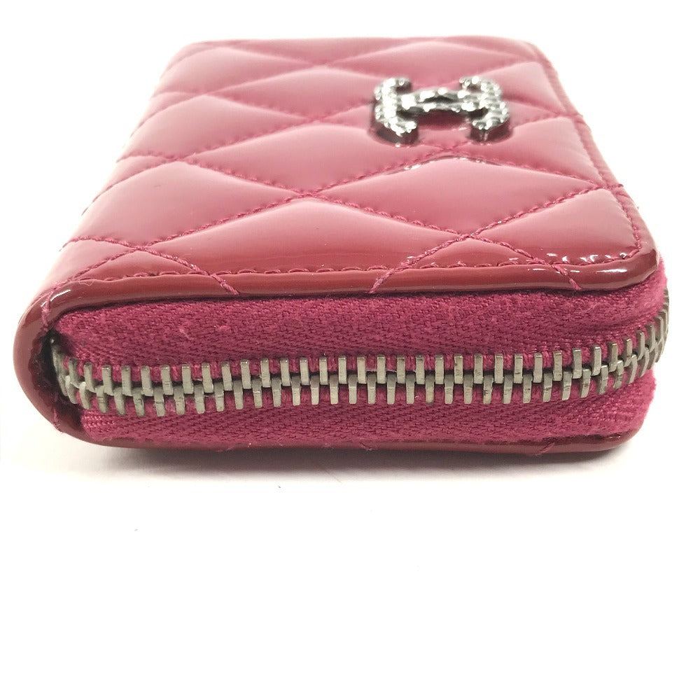 CHANEL CC ココマーク ロゴ マトラッセ キルティング 財布 小銭入れ ラウンドファスナー コインケース エナメル ユニセックス ピンクパープル系