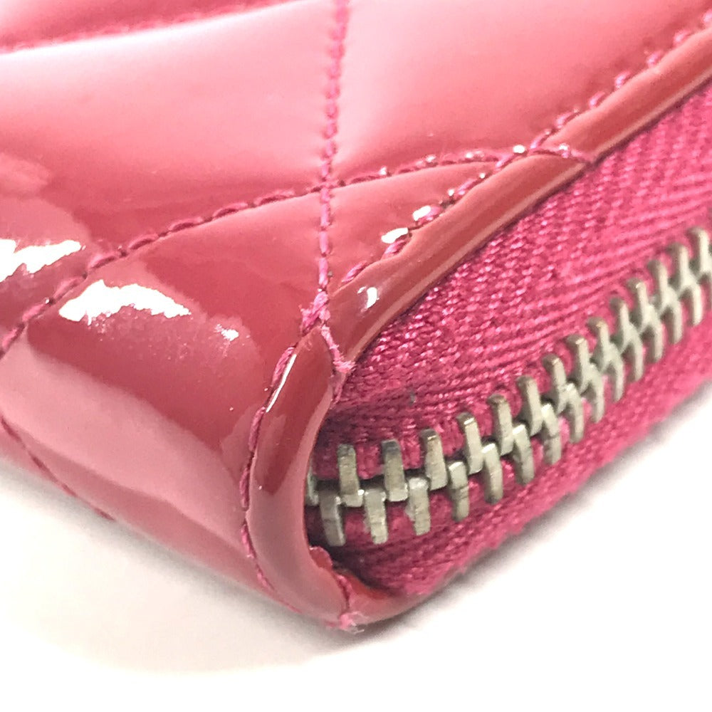 CHANEL CC ココマーク ロゴ マトラッセ キルティング 財布 小銭入れ ラウンドファスナー コインケース エナメル ユニセックス ピンクパープル系