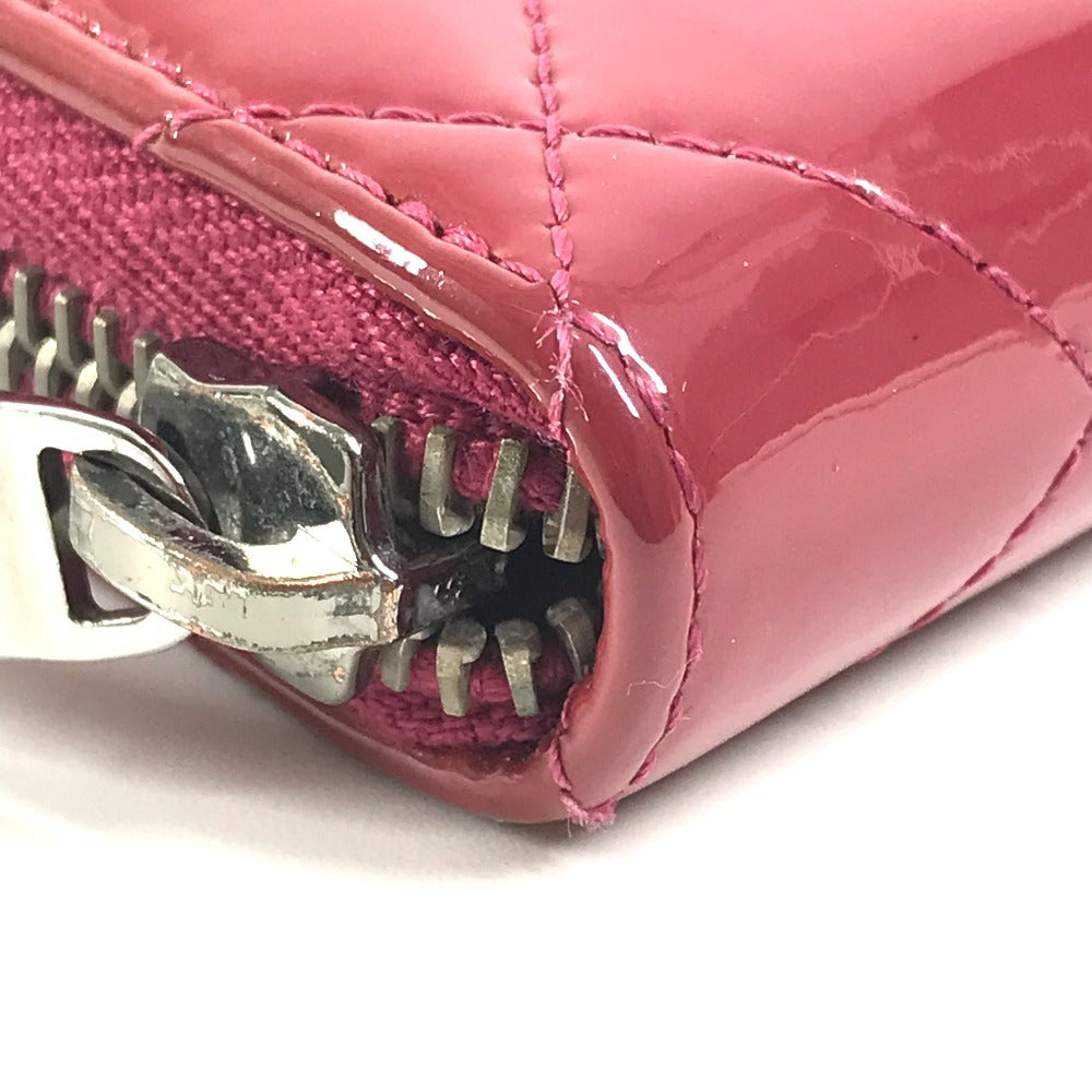 CHANEL CC ココマーク ロゴ マトラッセ キルティング 財布 小銭入れ ラウンドファスナー コインケース エナメル ユニセックス ピンクパープル系