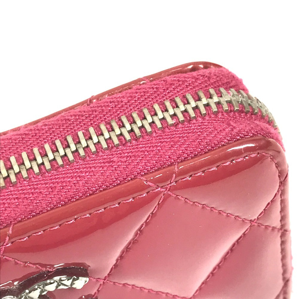 CHANEL CC ココマーク ロゴ マトラッセ キルティング 財布 小銭入れ ラウンドファスナー コインケース エナメル ユニセックス ピンクパープル系