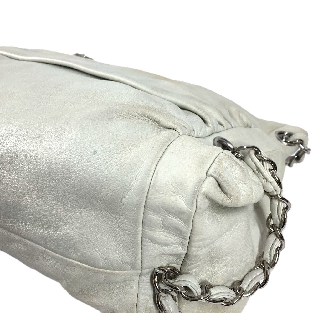 CHANEL W Chain CC Coco Mark Logo Charm Bag Chain Bag Tote Bag Shoulder Bag Leather Unisex White