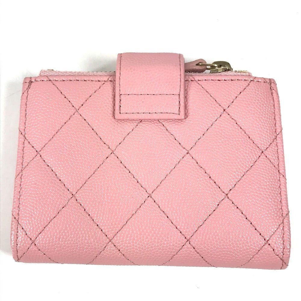 CHANEL AP1928 CC ココマーク ロゴ キルティング マトラッセ ダブルジップカードケース コンパクトウォレット 名刺入れ パスケース 小銭入れ 財布 コインケース キャビアスキン ユニセックス ピンク