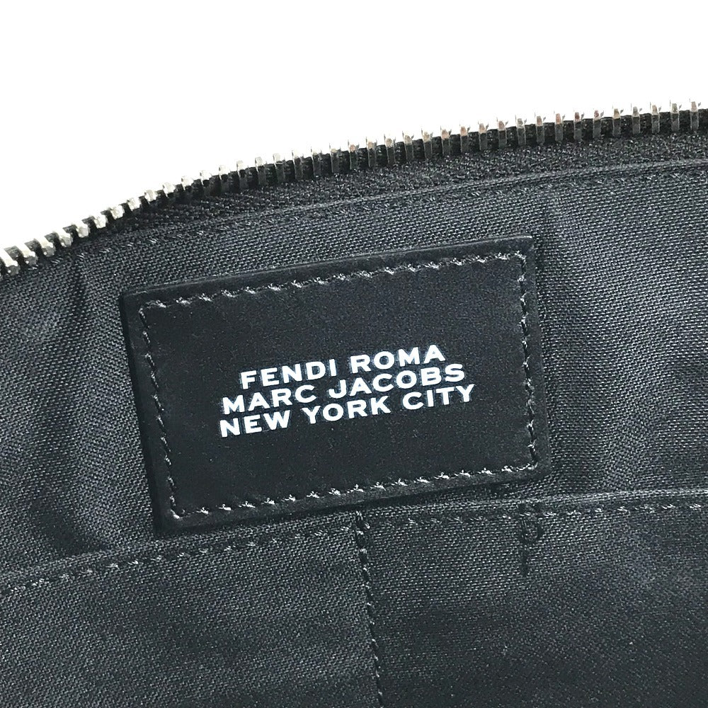 FENDI MARC JACOBS マークジェイコブス コラボ ロゴ カバン セカンドバッグ ポーチ ストラップ付き クラッチバッグ レザー ユニセックス ブラック