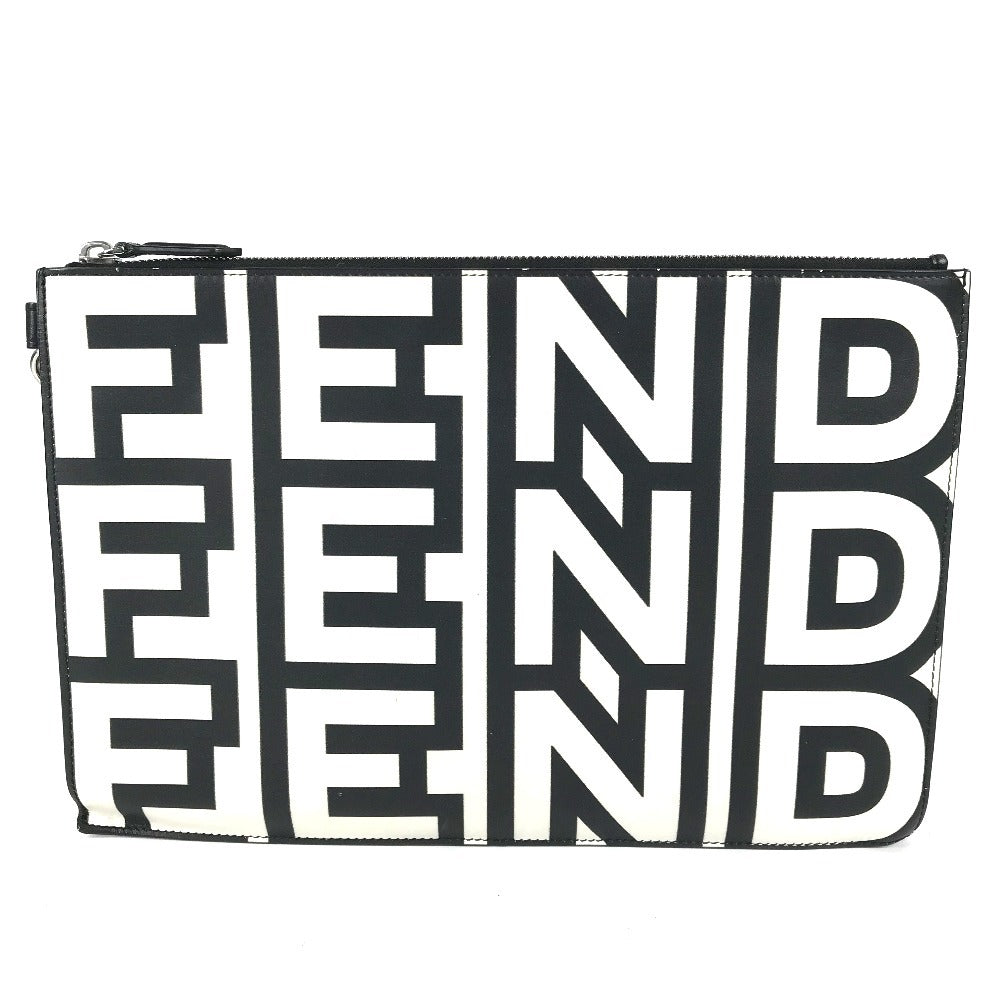 FENDI MARC JACOBS マークジェイコブス コラボ ロゴ カバン セカンドバッグ ポーチ ストラップ付き クラッチバッグ レザー ユニセックス ブラック