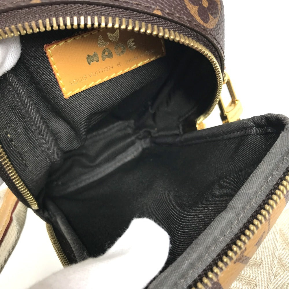 LOUIS VUITTON M81005 モノグラムストライプ NIGOコラボ ダブルフォンポーチ 斜め掛け カバン ポシェット ショルダーバッグ モノグラムキャンバス ユニセックス ブラウン