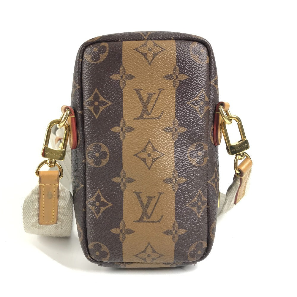 LOUIS VUITTON M81005 モノグラムストライプ NIGOコラボ ダブルフォンポーチ 斜め掛け カバン ポシェット ショルダーバッグ モノグラムキャンバス ユニセックス ブラウン
